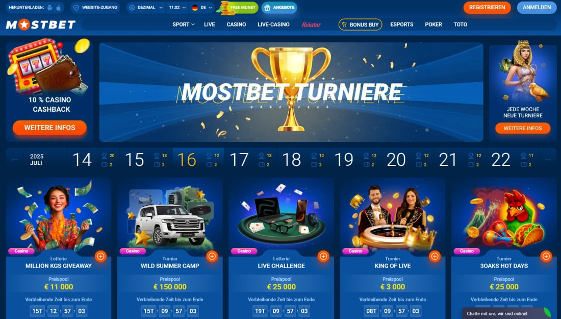 Übersicht der Mostbet-Turniere mit Preispools, Live-Challenges und wöchentlichen Gewinnaktionen